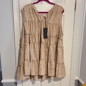 Striped Sleeveless Tiered Blouse by Hemish. NWOT. Perfect for layering